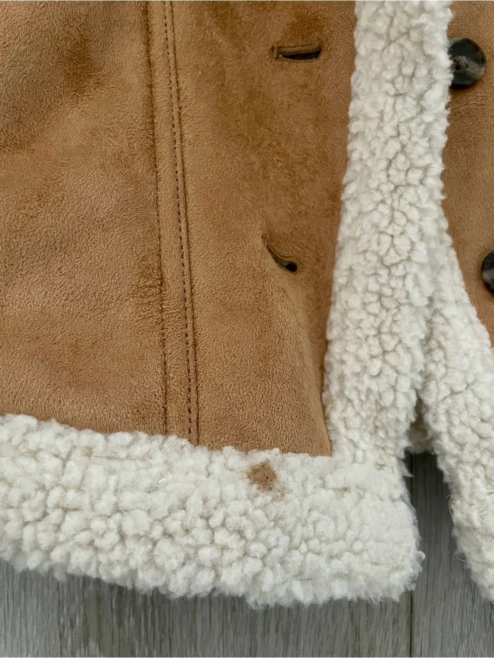 Old Navy Girls Faux Suede Sherpa Aviator Jacket | Size S 6–7